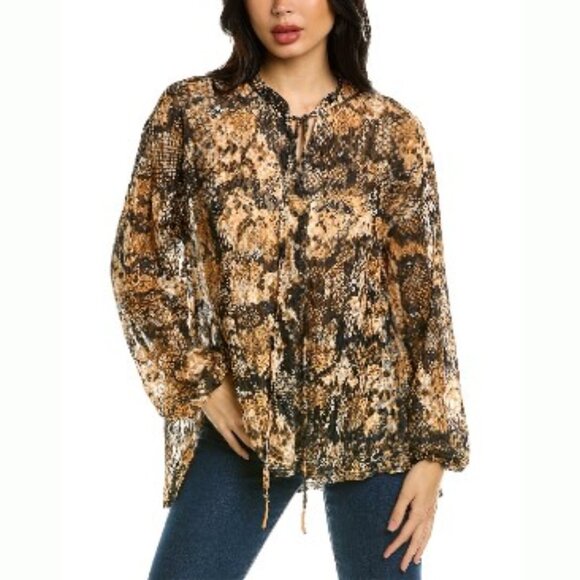 NWT FREE PEOPLE Out For The Night Snakeskin Print Top Medium M - Picture 1 of 5